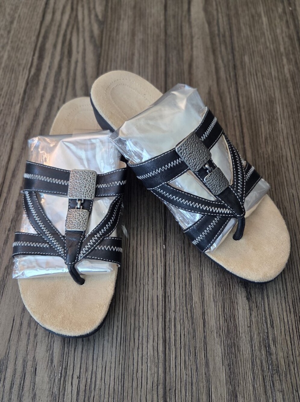 Naturalizer Waylon Black Leather Comfort Strappy Sandals - Size 8